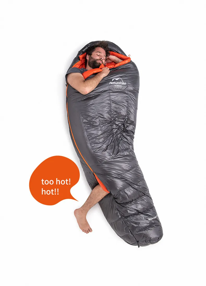 Naturehike Sleeping Bag 90% Filled Goose Down Mummy Thicken Windproof Warm Winter Down Sleeping Bag Ultralight 800FP