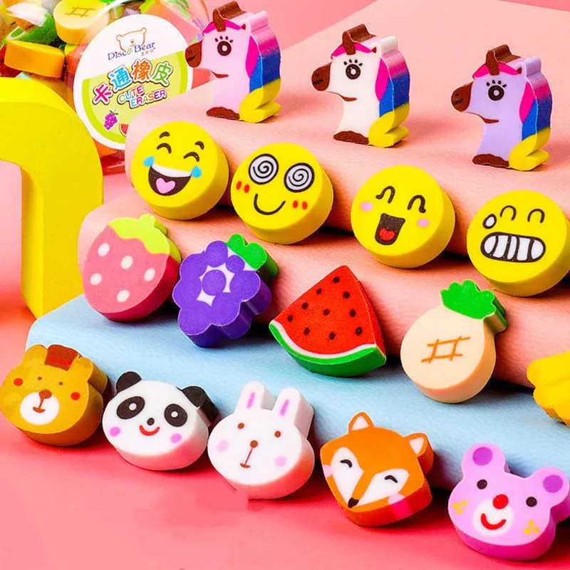 

2 Erasers For Cartoon Pupils, Children's Creative Stationery, Kindergarten Prizes, Environmental Protection Animal Erasers