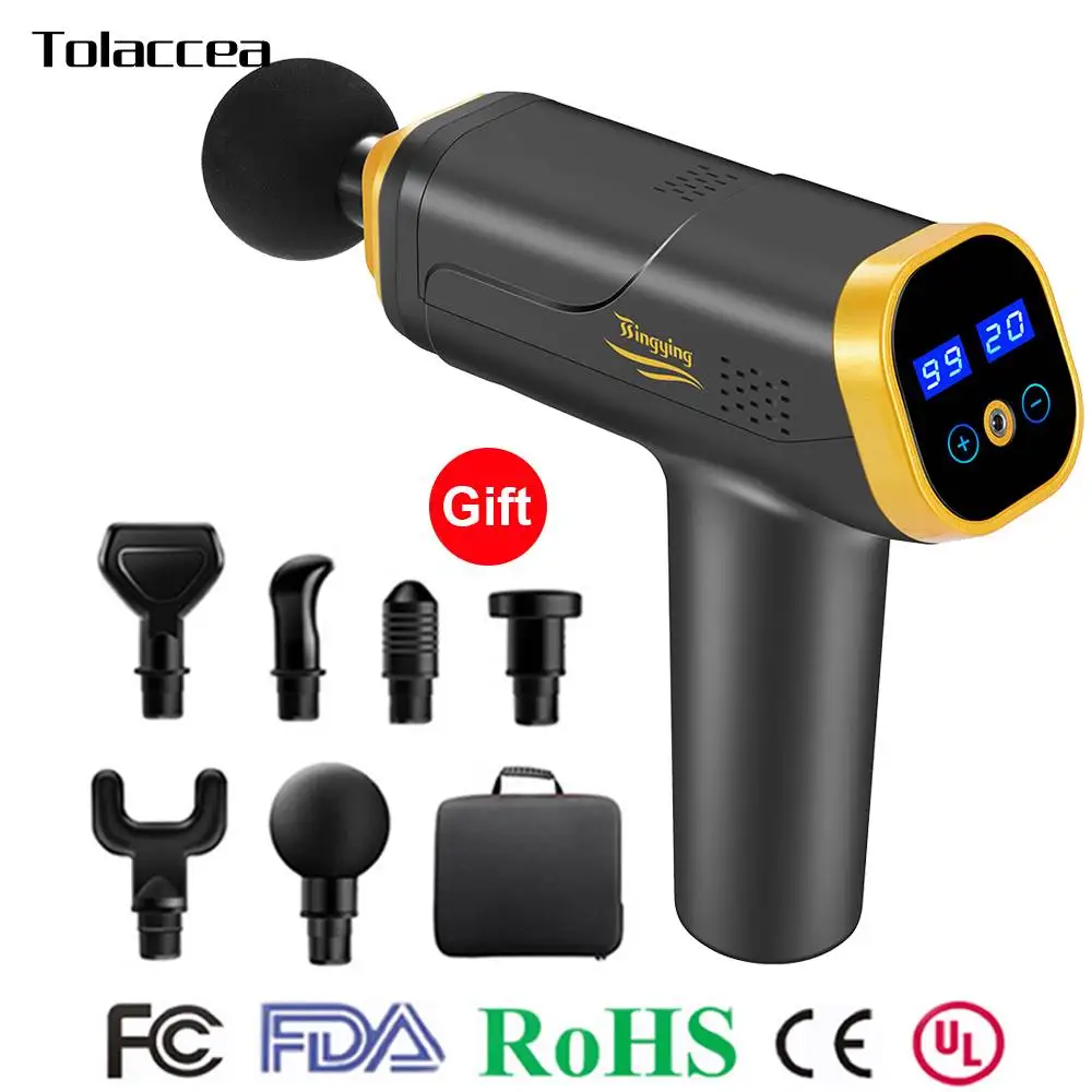 Массажный пистолет с ЖК экраном перкуссионный Массажер для мышц шеи массажный