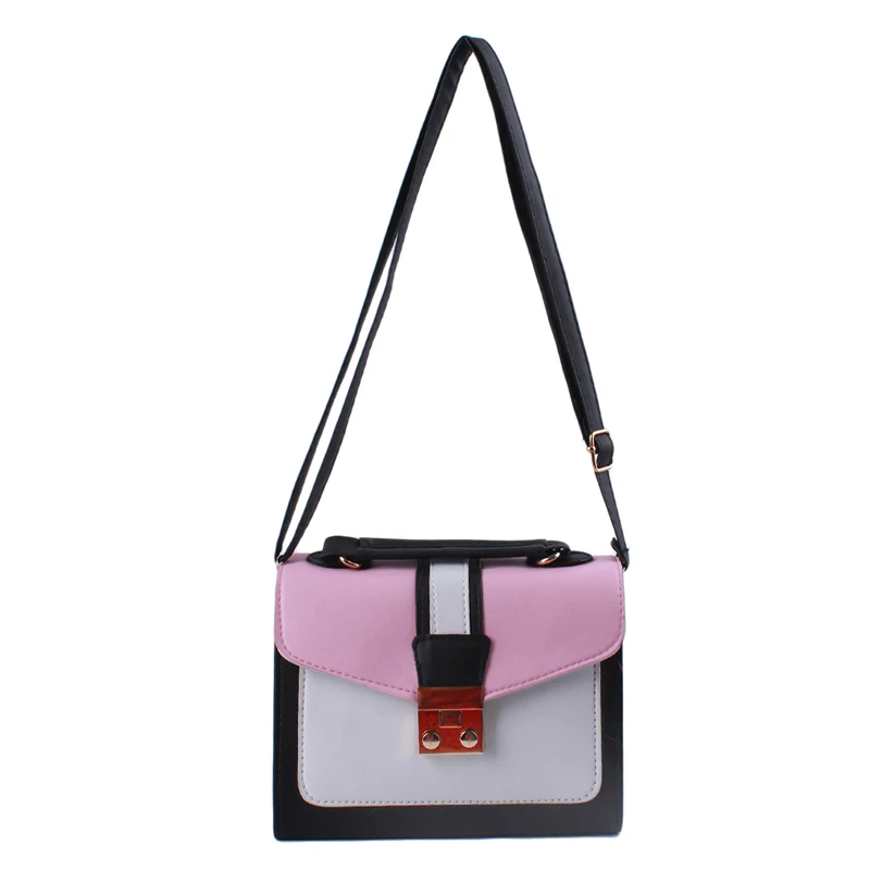 

PU Chain Small Square Bag Female 2021 New Korean Version The Contrast Color Flap Bag Wild Fashion Shoulder Bag