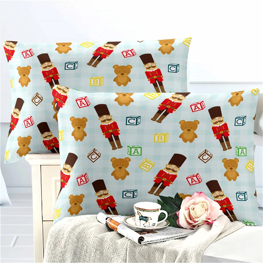 

HELENGILI 3D Bedding Set Nutcracker Soldier Print Duvet Cover Set Bedcloth with Pillowcase Bed Set Home Textiles #YC-260