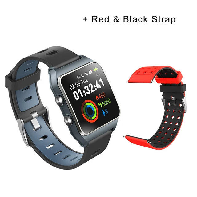 Gray n Red Strap Makibes BR3 Смарт-часы Android iOS IP68 Водонепроницаемый трекер сердечного ритма Встроенный gps 1," сенсорный экран Умные спортивные наручные часы для мужчин - Цвет: Gray n Red Strap