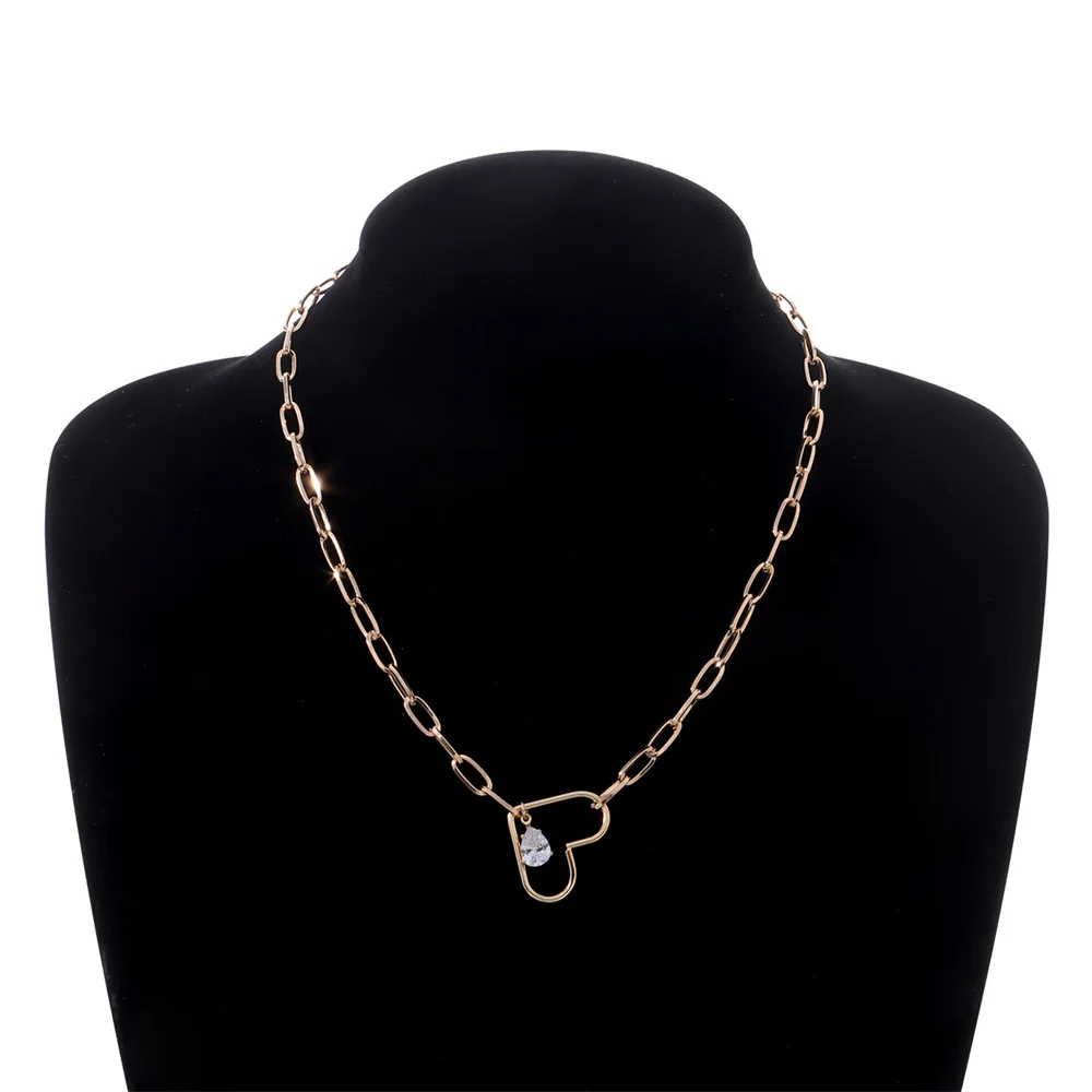 

YOUVI Trendy Jewelry Crystal Heart Pedants Necklace Jewelry on Neck Goth Chain Necklace For Women Girl Collar Charms Gift