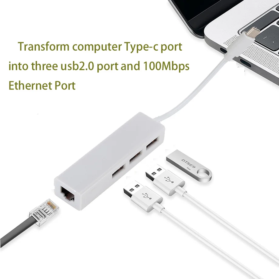 Griwbeou USB 3 1 порт type c на usb хаб RJ45 100 Мбит/с ethernet адаптер с разъемами типа и 2 0