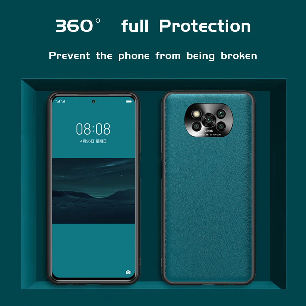 

UFlaxe Hard Case for Xiaomi Poco X3 NFC Pro M3 F3 Shockproof Plain Leather Casing ultra-thin Phone Cover SP