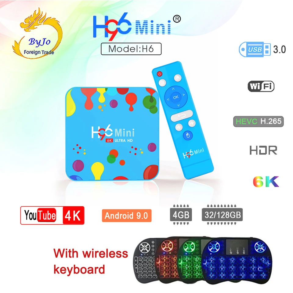 ТВ приставка H96 Mini H6 на Android 9 0 4 + 128 ГБ ядра Wi Fi 2 4/5 8 ГГц|ТВ-приставки и медиаплееры| |