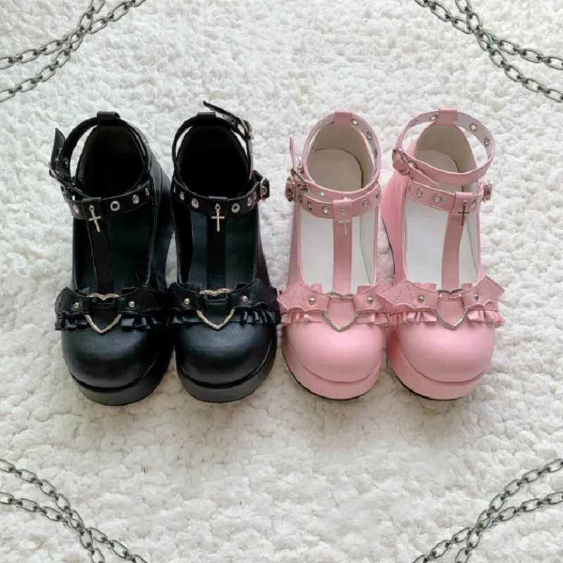 Туфли Devilian в стиле летучей мыши, туфли с бантом, демонические, темные, готические, панк, на платформе, обувь Kawaii, туфли для косплея, на высоком каблуке 5,5 см, из искусственной кожи Туфли Devilian в стиле летучей мыши, туфли с бантом, демонические, темные, готические, панк, на платформе, обувь Kawaii, туфли для косплея, на высоком каблуке 5,5 см, из искусственной кожи