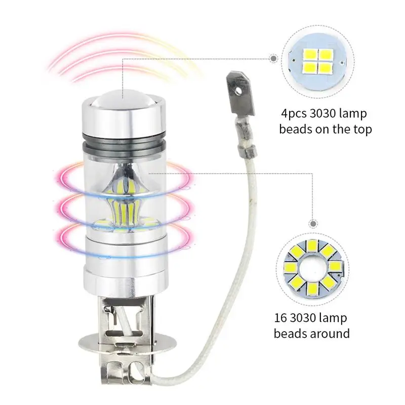 

Headlight Bulb 20 SMD 100W 3030 Fog Light Bulb Car 12V 8000K 1000LM DRL LED Lightbulb