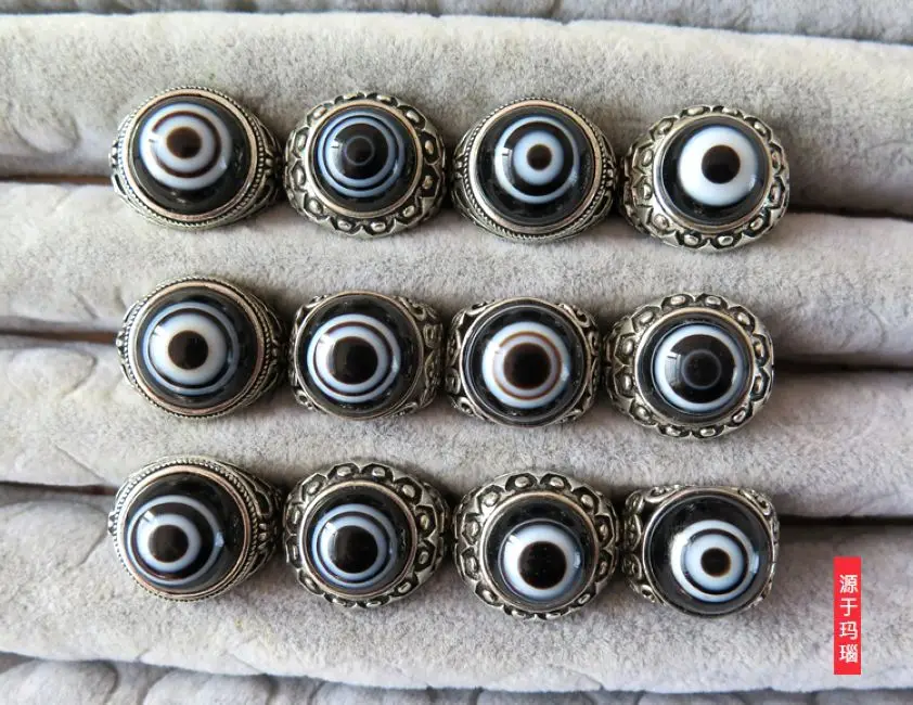Чудесные тибетские бусины дзи для глаз пупилла свободное кольцо из камня