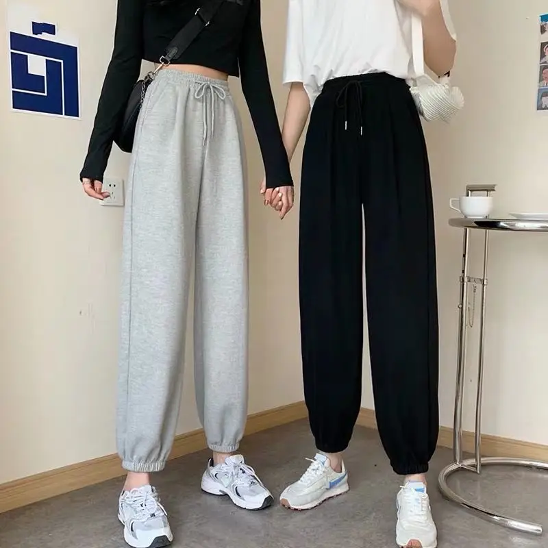 

Women's Pants Spring New Pants Female Student Loose Harlan Nine Point Versatile Legged Pants Sportswear Wide Leg Pants