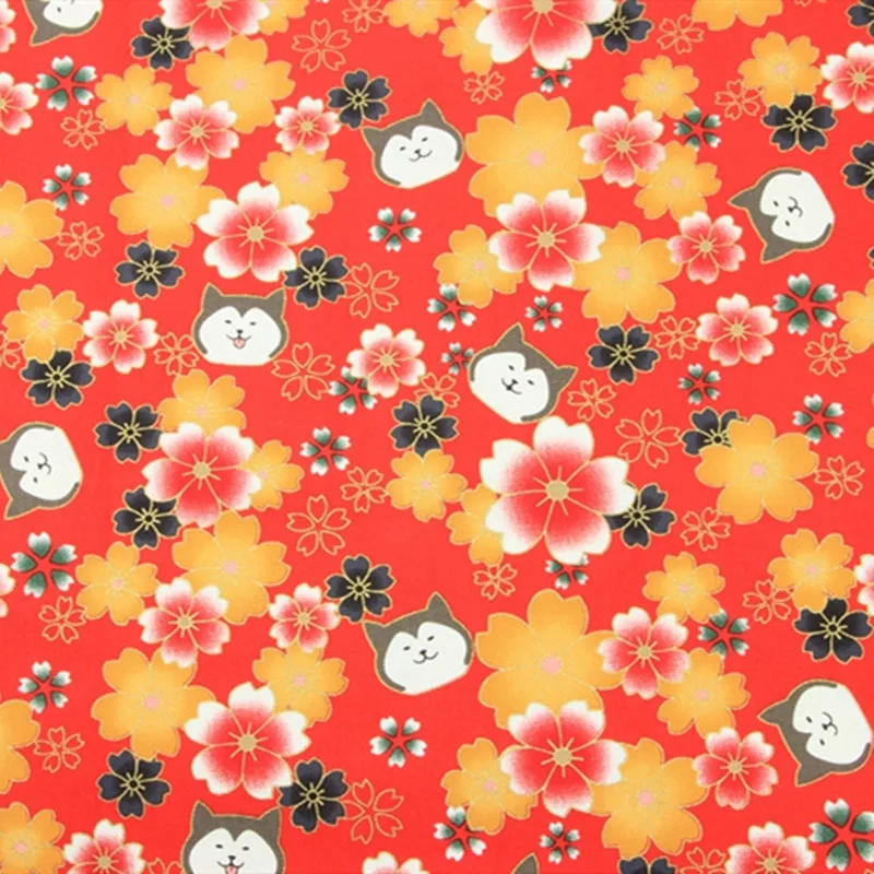 Half yard import cotton linen retro fabric soft breeze gilt cartoon dog head print handmade DIY patchwork bag telas A745 | Дом и сад