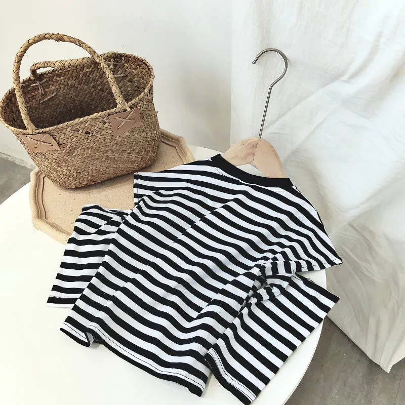 

Welaken Baby Girls Clothes Striped Printed Tops Long Sleeve Hole Sleeve Cool Girls Clothes Toddler Children's Causal Clothes Set