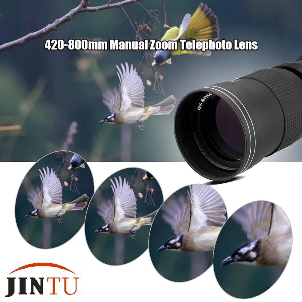 jintu 420 800mm f8 3 16 super telephoto lens manual focus zoom lens fit for canon nikon samsung sony nex dslr camera photograp free global shipping