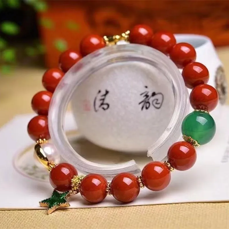 Красный агат исцеляющий браслет один круг кристалл ювелирные изделия бусины