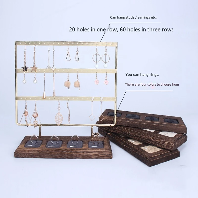 

Wood Jewelry Display Holder Earrings Chain Necklace Display Stand Earrings Display Rack