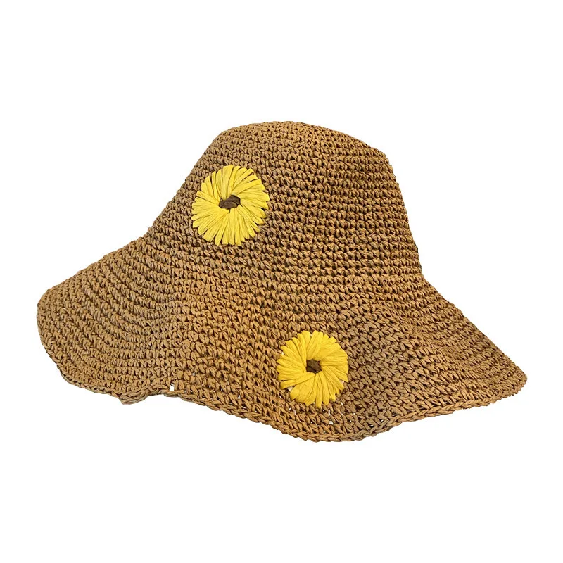 

2021 spring and summer new lady straw hat sunshade hat travel holiday beach sun hat small Daisy fashion big brim hat tide