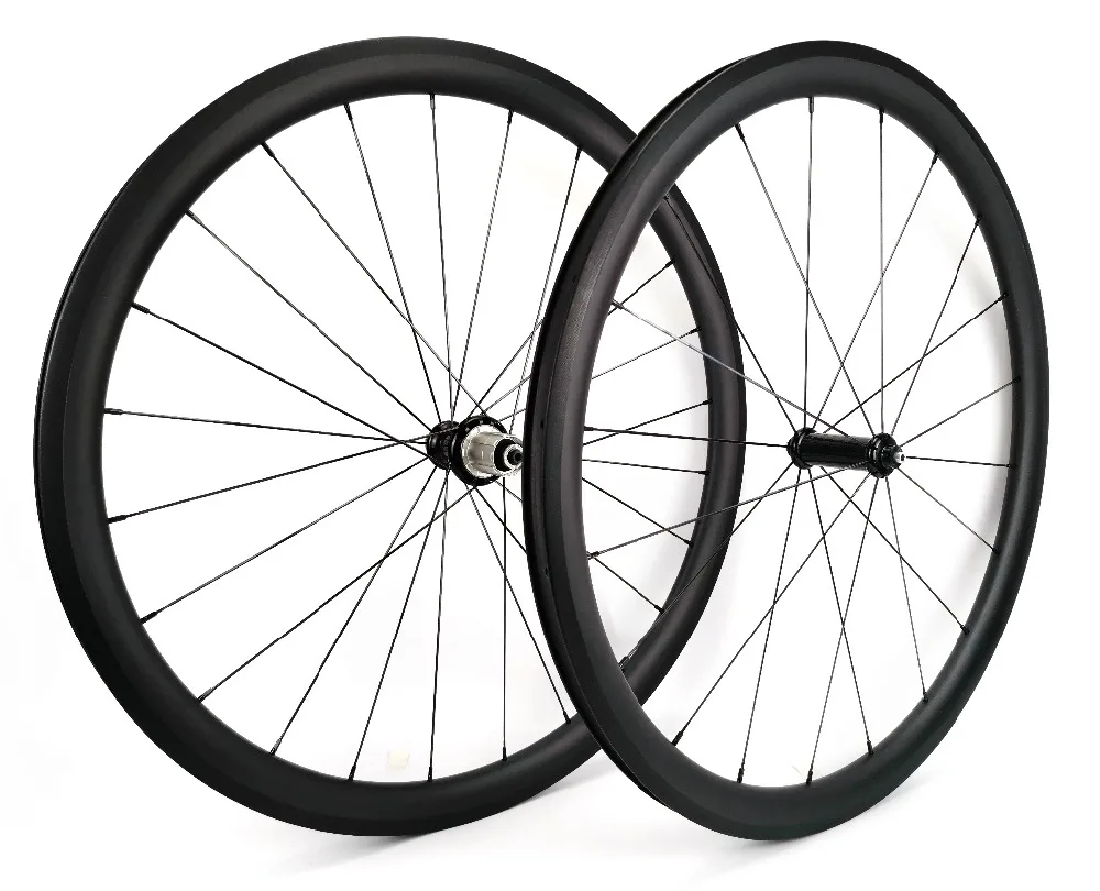 

700C 38mm depth 23mm width clincher/Tubular Road bike carbon wheelset UD matte finish, U-shape rim