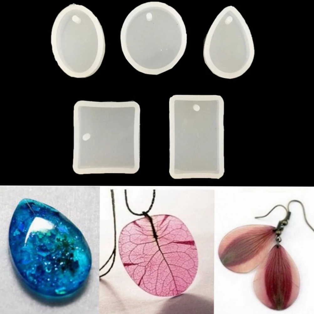 

1/5Pcs Water Drop Shape Round Silicone Mold For Resin Forms Crystal Diamond Bracelet Pendant Doming Mould Cake Decorating Tools