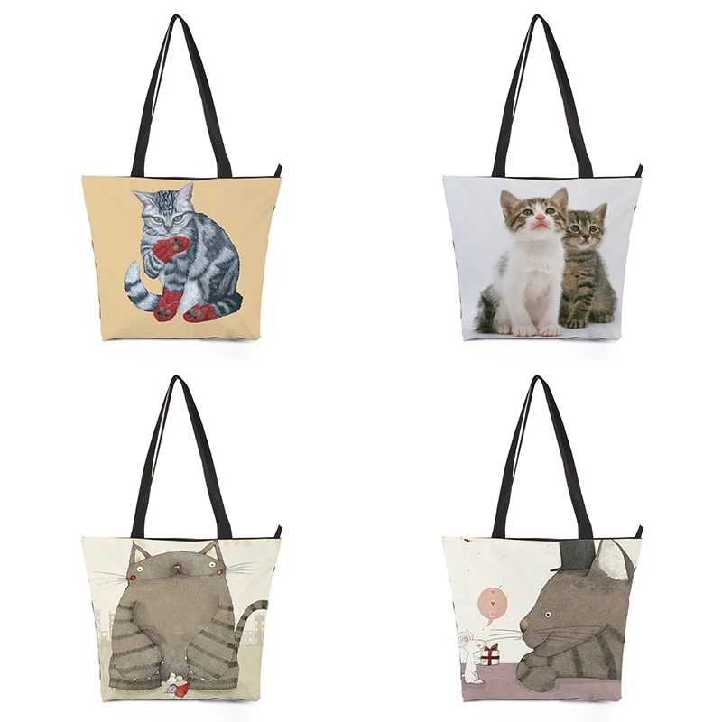 Оптовая продажа женская сумка на заказ плечо с принтом кота из мультфильма