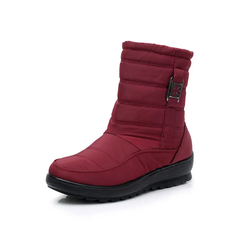 

Winter waterproof cow sole mother cotton boots with plush warm boots, large cotton shoes and anti-skid snow boots