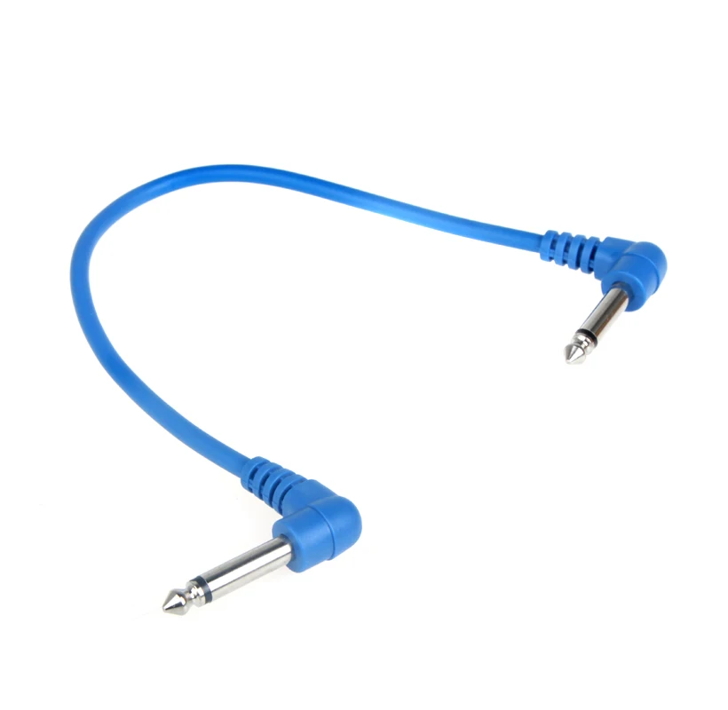 6шт. Цветные гитарные патч-кабели с угловыми разъемами для эффектных педалей и аксессуаров музыкальных инструментов.