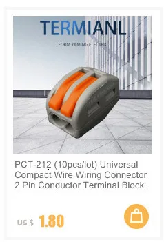 PCT-212(10 шт./лот) Универсальный Компактный провод соединитель проводки 2 Pin, проводниковый блок 0,08-2.5mm2 PCT212