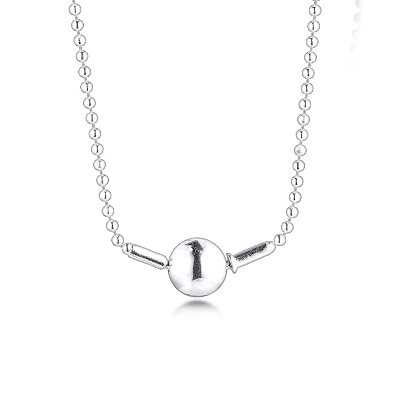 

Necklace Collares 925 Sterling Silver Jewelry Sparkling Essence Beaded Chain Women Bijoux Femme Choker Collier Necklaces