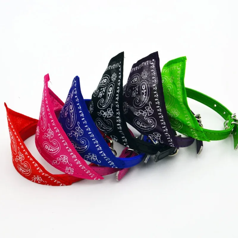 

Adjustable Pet Puppy Cat Scarf Bandana Collar Neck Scarf Dog Saliva Towel PU Dog Cotton Accessories Printing Triangle Bandage