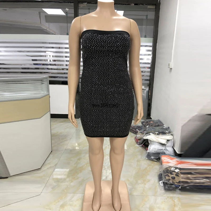 Стразы сексуальное женское облегающее мини платье с открытыми плечами без