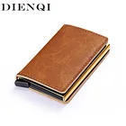 DIENQI Rfid Блокировка кожаный держатель кредитной карты мужской Умный кошелек безопасности металлический тонкий анти-держатель для банковских карты чехол сумка