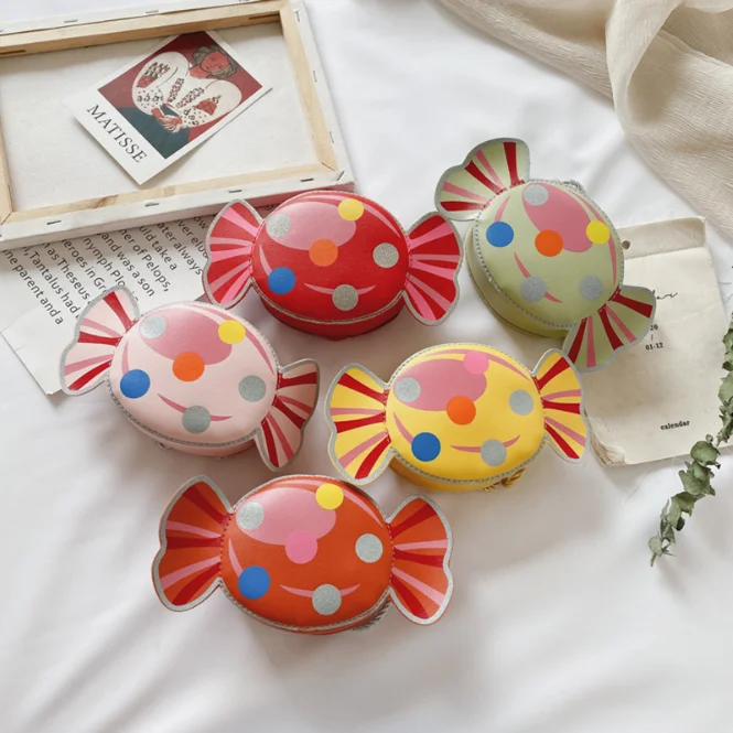 

Lovely Sweet Candy Children Small Crossbody Bags PU Leather Cartoon Baby Girls Mini Coin Purse Princesse Accessories Money Pouch