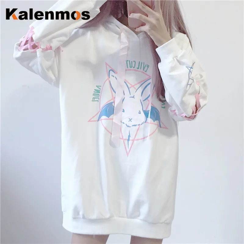 Свитшот женский с длинным рукавом худи принтом пуловер капюшоном Свободный Топ