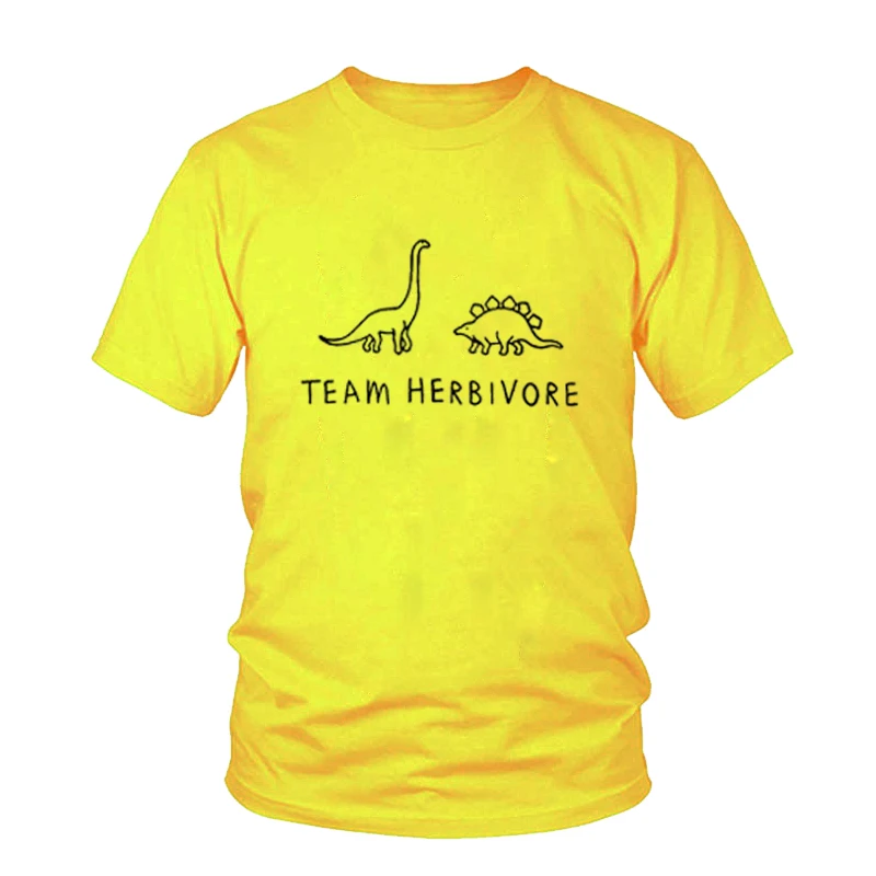 Забавная футболка унисекс Vegan Tee черная команда HERBIVORE принт динозавра милые топы