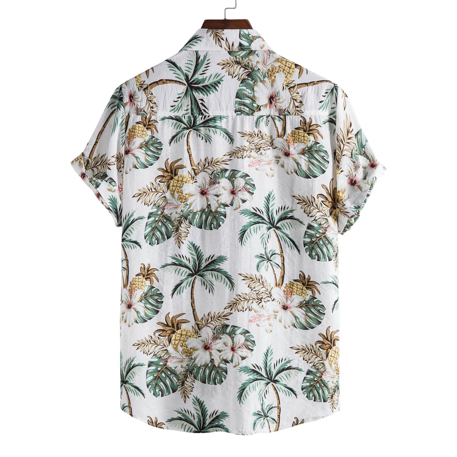 Мужская гавайская рубашка из натурального хлопка летняя пляжная с коротким