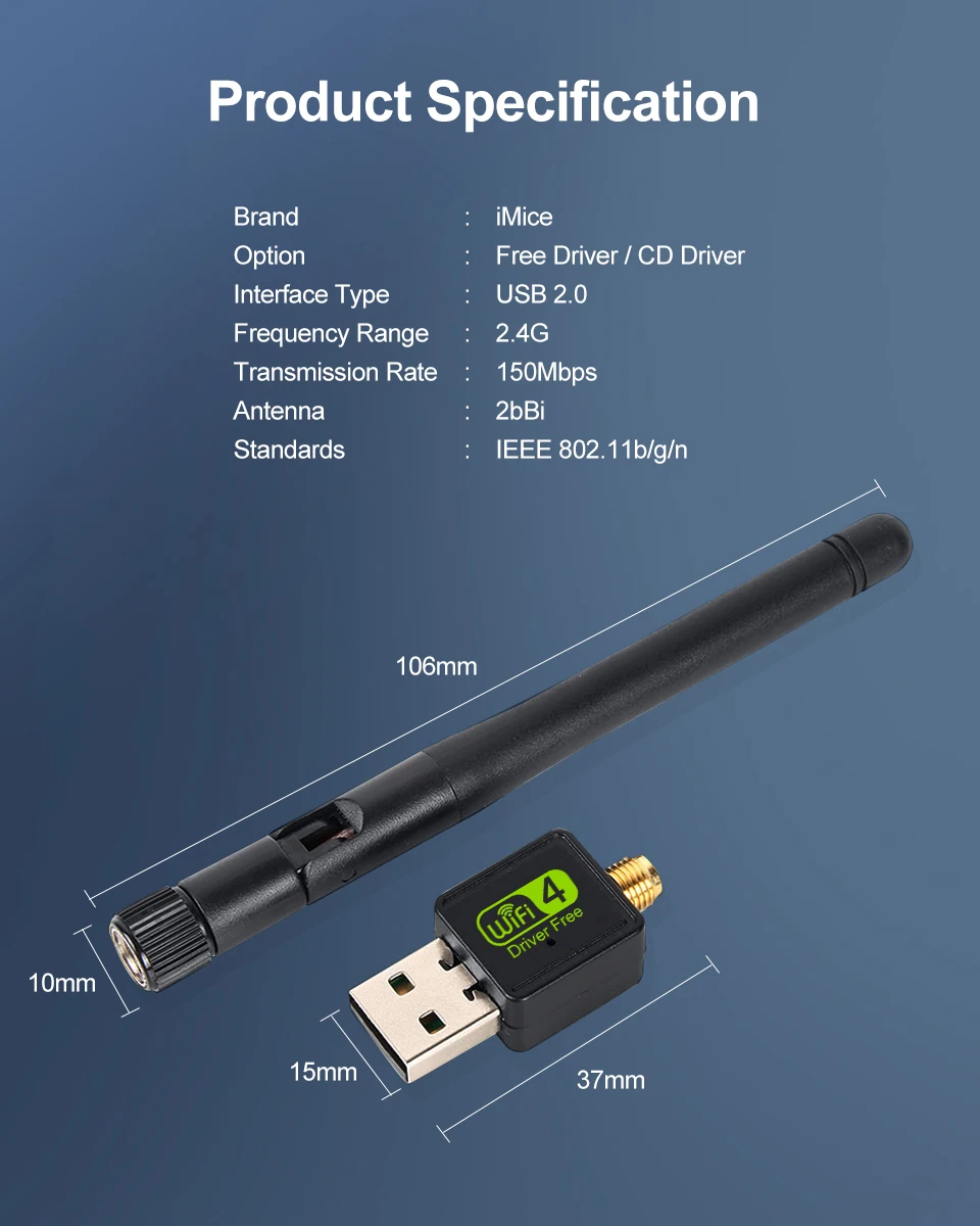 USB WiFi адаптер Antena Wi Fi USB адаптер MT7601 Бесплатный драйвер сетевая карта WiFi ключ 150 м Ethernet WiFi приемник Wi-Fi адаптер