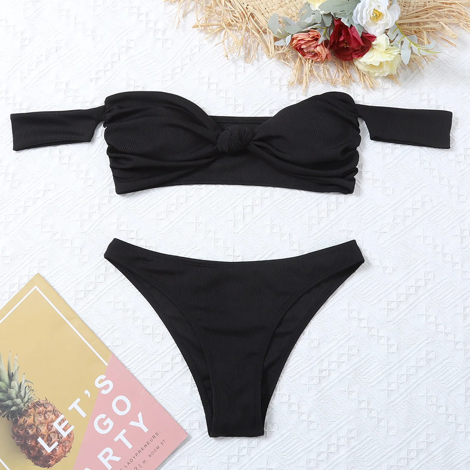 Женское бикини без бретелек Бюстгальтер-бандо купальник женский топ-труба