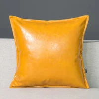 high grade light luxury oil wax leather pillow cover artificial leather solid color pillow cover living room home decor