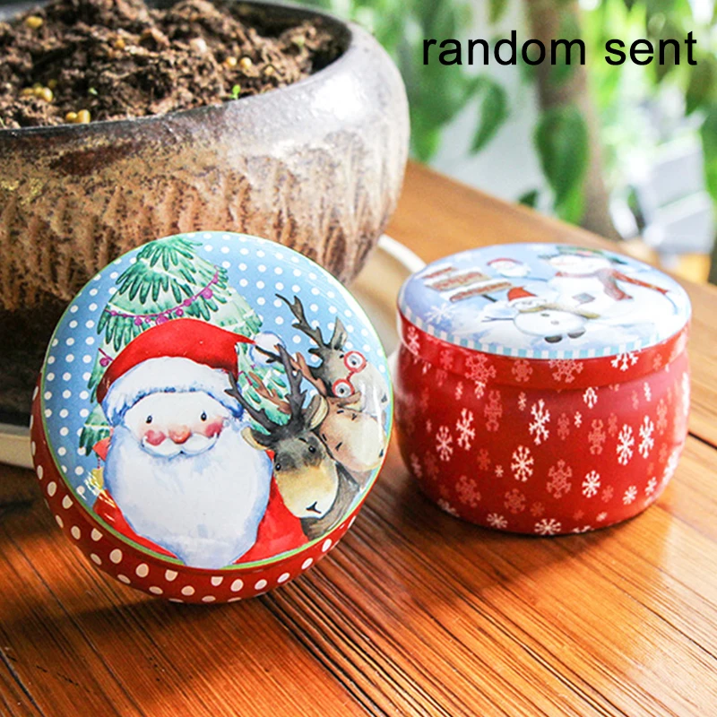 Рождественский стиль круглый жестяной коробки конфеты печенье шоколад коробка