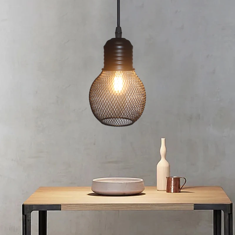 Винтажная сетчатая Подвесная лампа E27 железный светильник в индастриальном