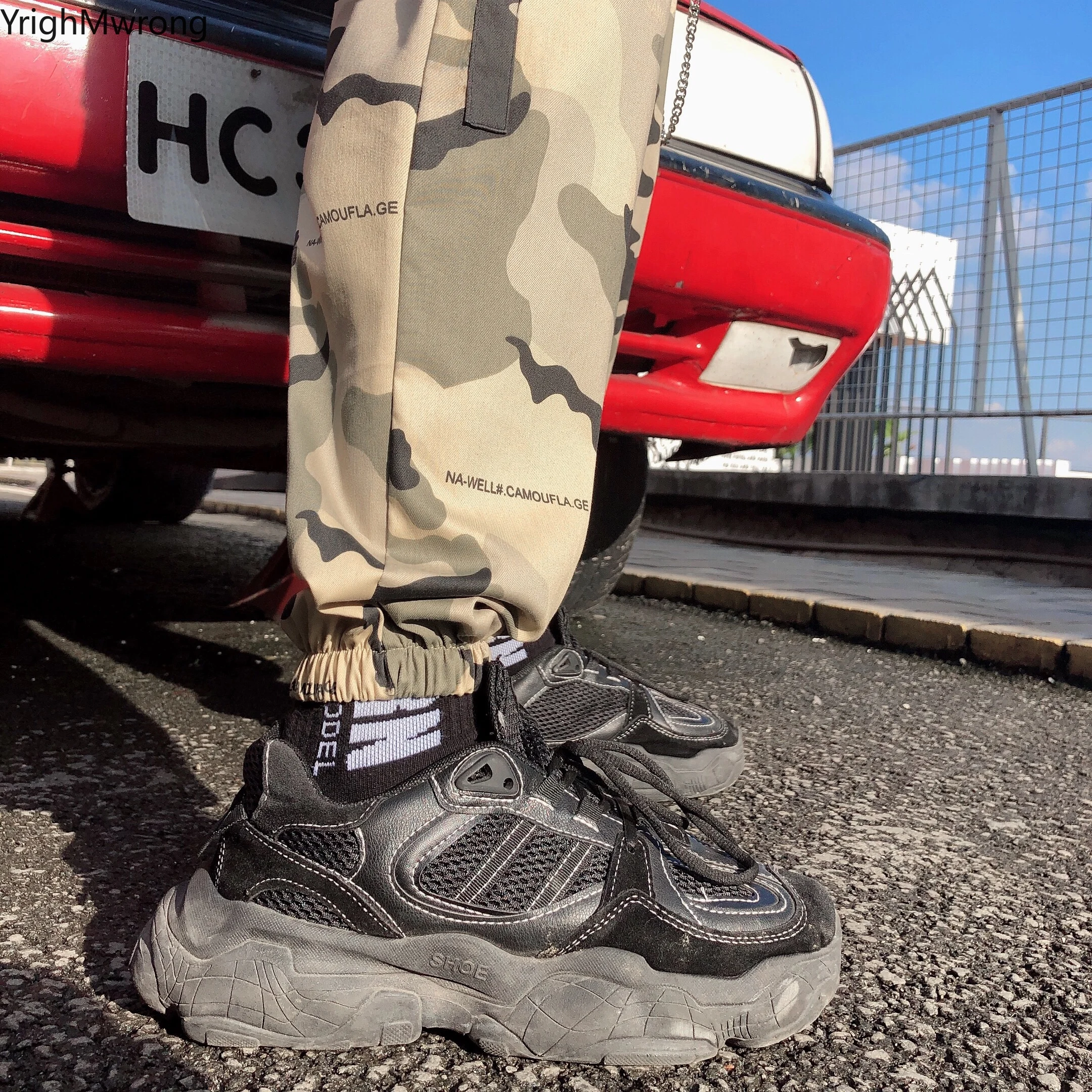 Камуфляжный хаки карго ремень с пряжкой и карманами джоггеры эластичным поясом