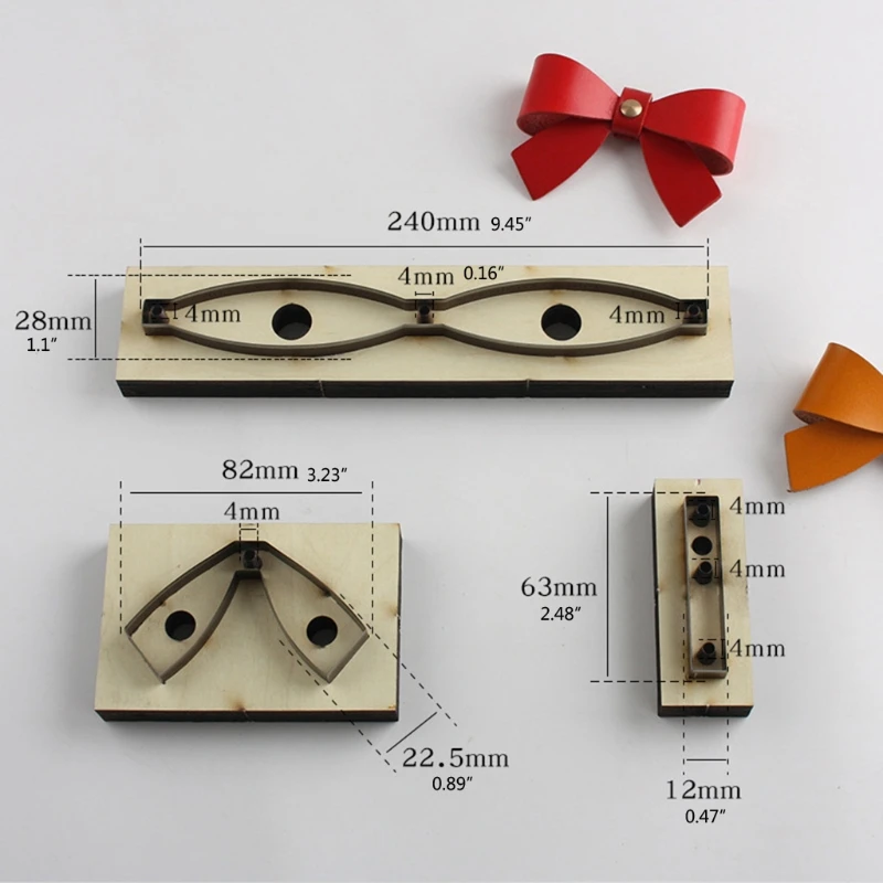 

3Pcs DIY Bowtie Scrapbook Embossing Wooden Die Cutting Leather Mold Bow Shape Cutting Mold Bowknot Leather Crafts Making