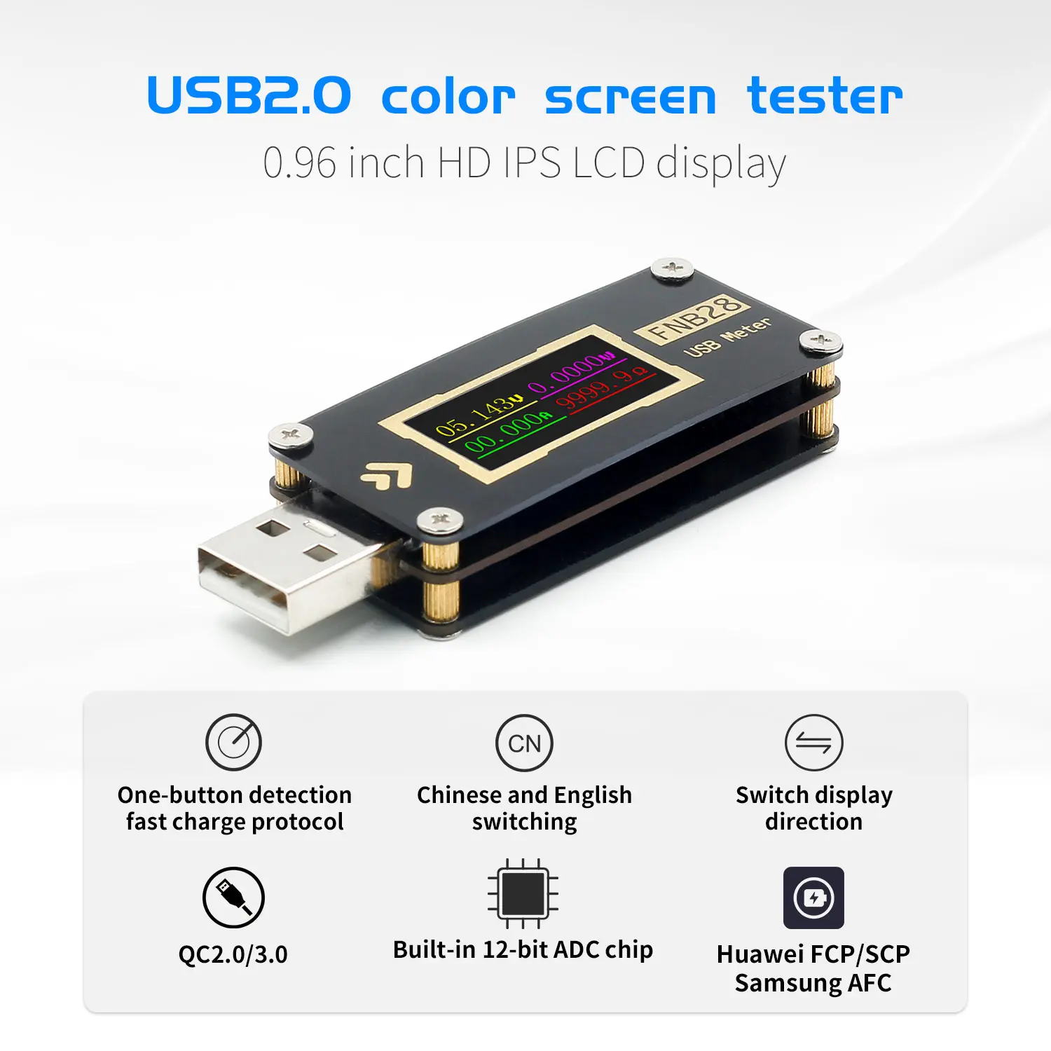 Измеритель тока и напряжения FNB28 USB тестовый er QC2.0/QC3.0/FCP/SCP/AFC протокол быстрой