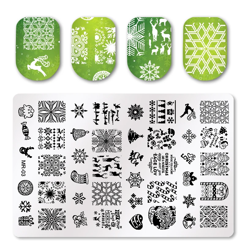 MR Christmas Шаблон Лазерная Фольга для маникюра штамповки шаблон пластины полировка