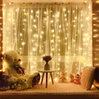 Гирлянда-занавеска на окно Рождественская Мерцающая гирлянда-сосулька сказочная гирлянда для свадьбы вечеринки спальни настенное окно
