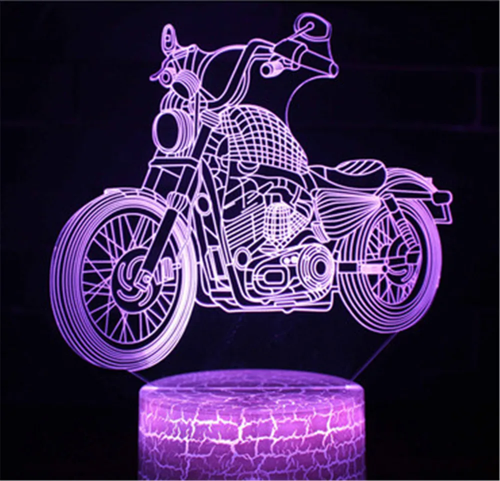 

3D Illusion Lamp Motorcycle LED Optical Visualization Night Light 16 Colors Change USB Table Lamp for Kids Gifts Home Decor