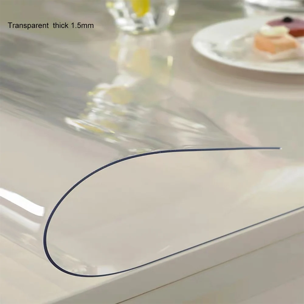 transparent BALLE 1,5 мм овальная прозрачная скатерть из ПВХ, Заказная форма, покрытие для стола, защита стола, обеденный стол, высокое качество, прозрачное мягкое стекло - Цвет: transparent