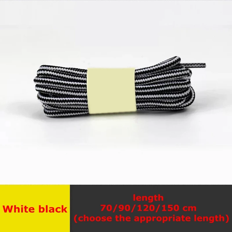White black 1 пара обуви martin круглые шнурки для ботинок полосатые двухцветные модные шнурки для прогулок и отдыха спортивная обувь с кружевом 18 цветов - Цвет: White black