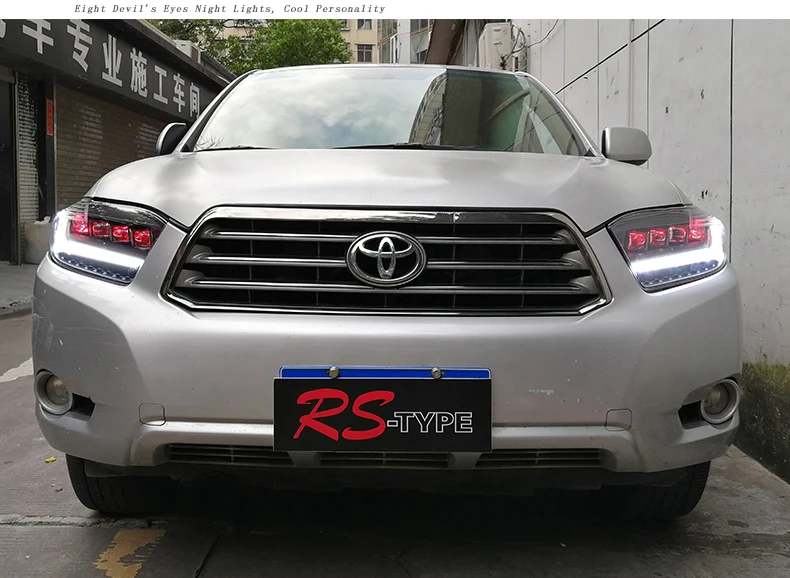 Автомобильный Стайлинг корпус передней фары для фары Toyota Highlander 2009 2010 2011 светодиодный фара Highlander ДРЛ фары дневного света