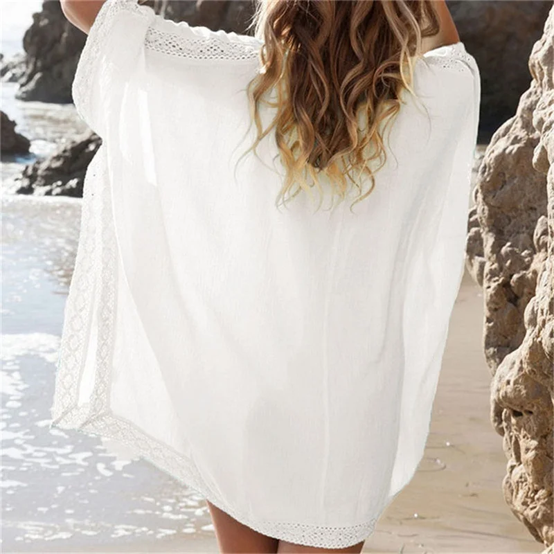 

Beach Shirts Dress Beach Cover Up Loose Shirt Women Deep V Neck Bikini Cover Ups Sexy Swimwear Bathing Suit Beachwear Cover-ups