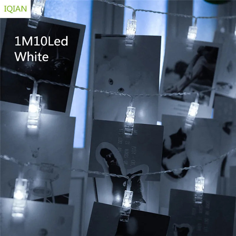 Рождественские украшения IQIAN для дома фото световая гирлянда с зажимом 1 м 10 огней